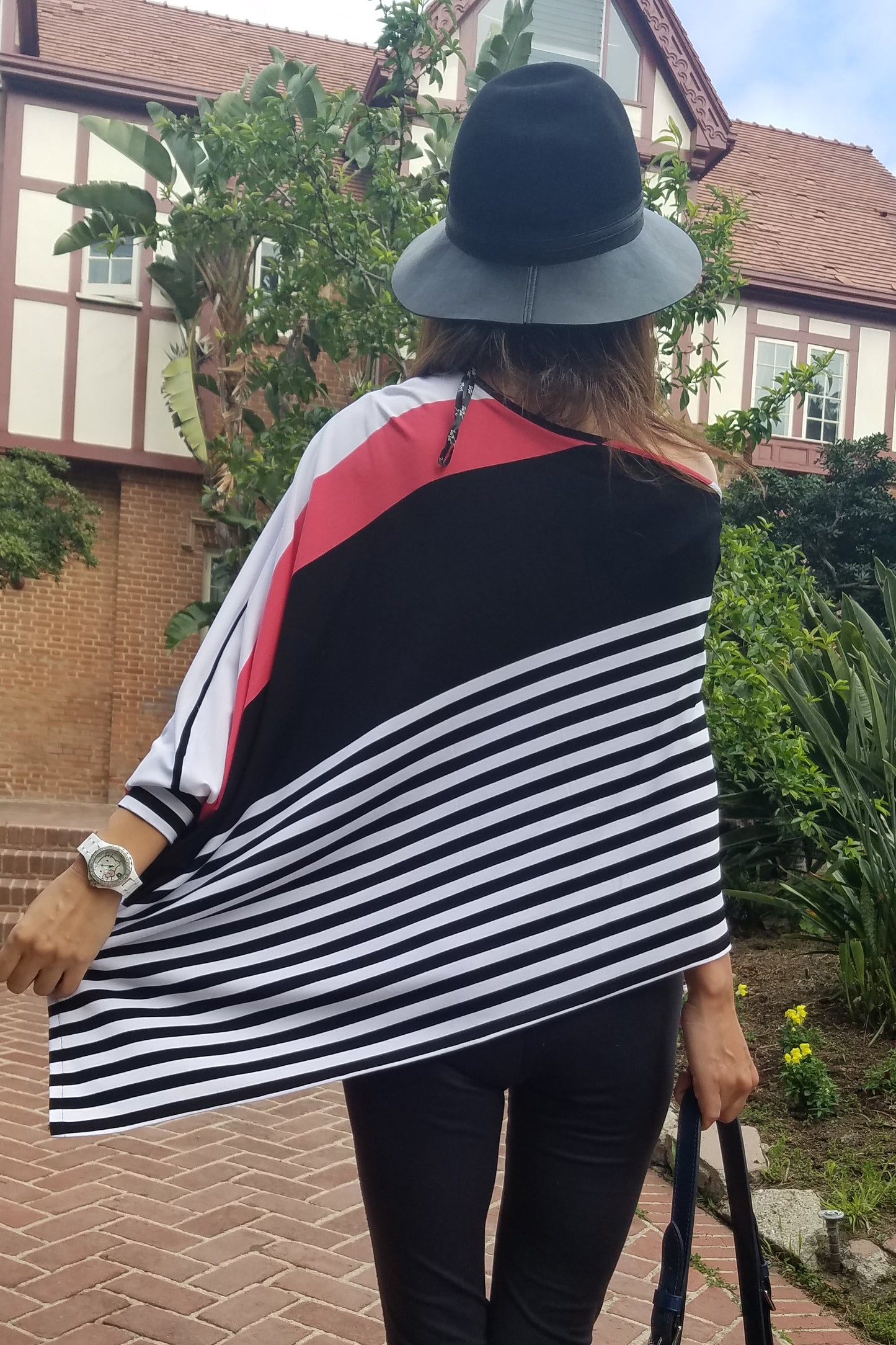 YORA PONCHO (WHITE MULTI)-VT9966