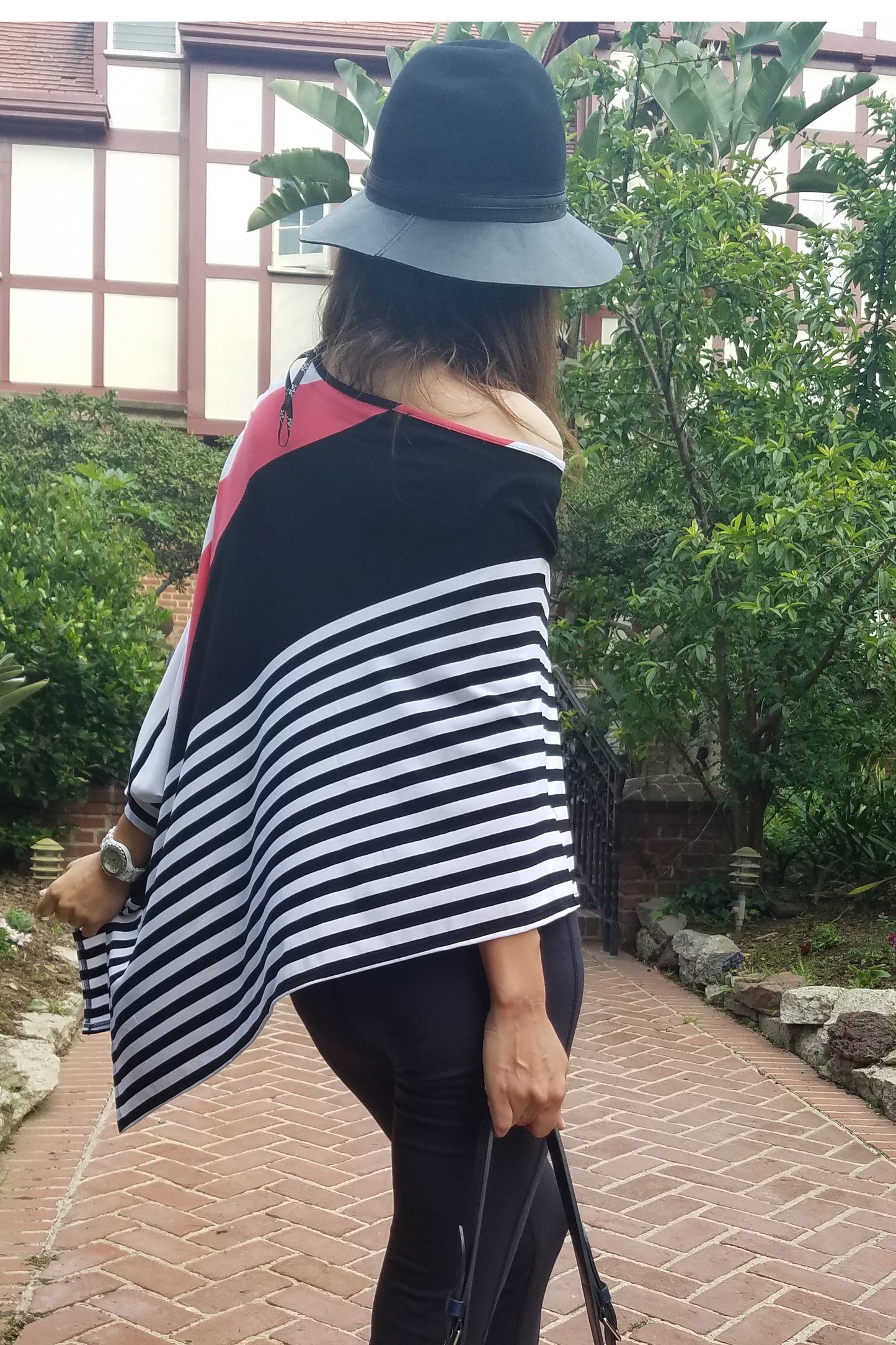 YORA PONCHO (WHITE MULTI)-VT9966