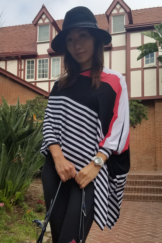 YORA PONCHO (WHITE MULTI)-VT9966