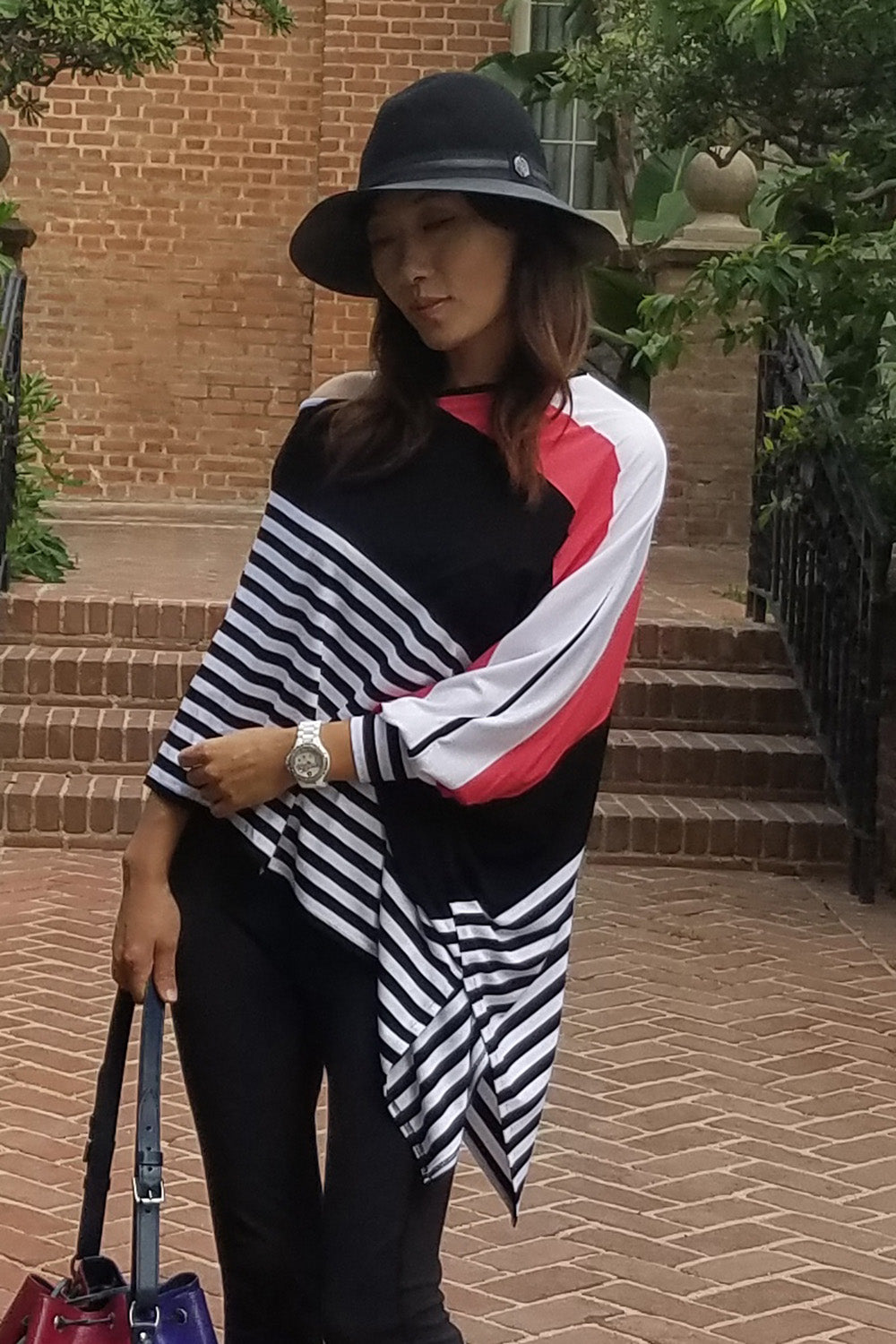 YORA PONCHO (WHITE MULTI)-VT9966