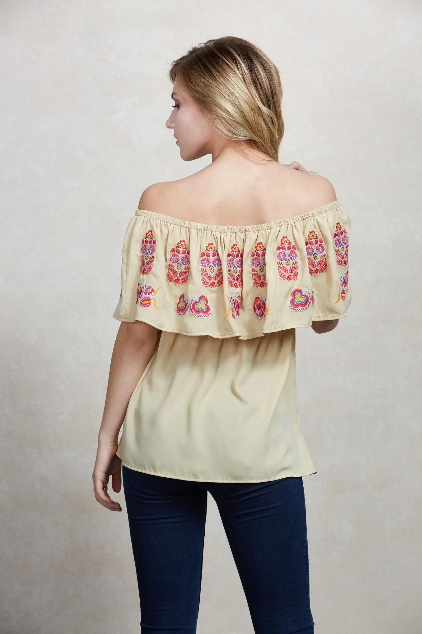 LOTUS OFF SHOULDER TOP (Cream)-CVT1507