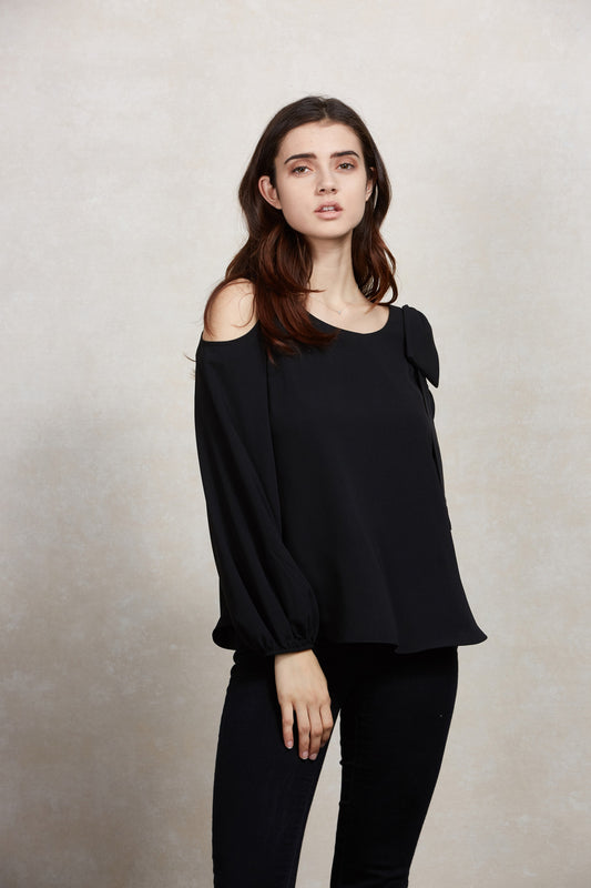 WINONA COLD SHOULDER TOP (Black)-VT1683