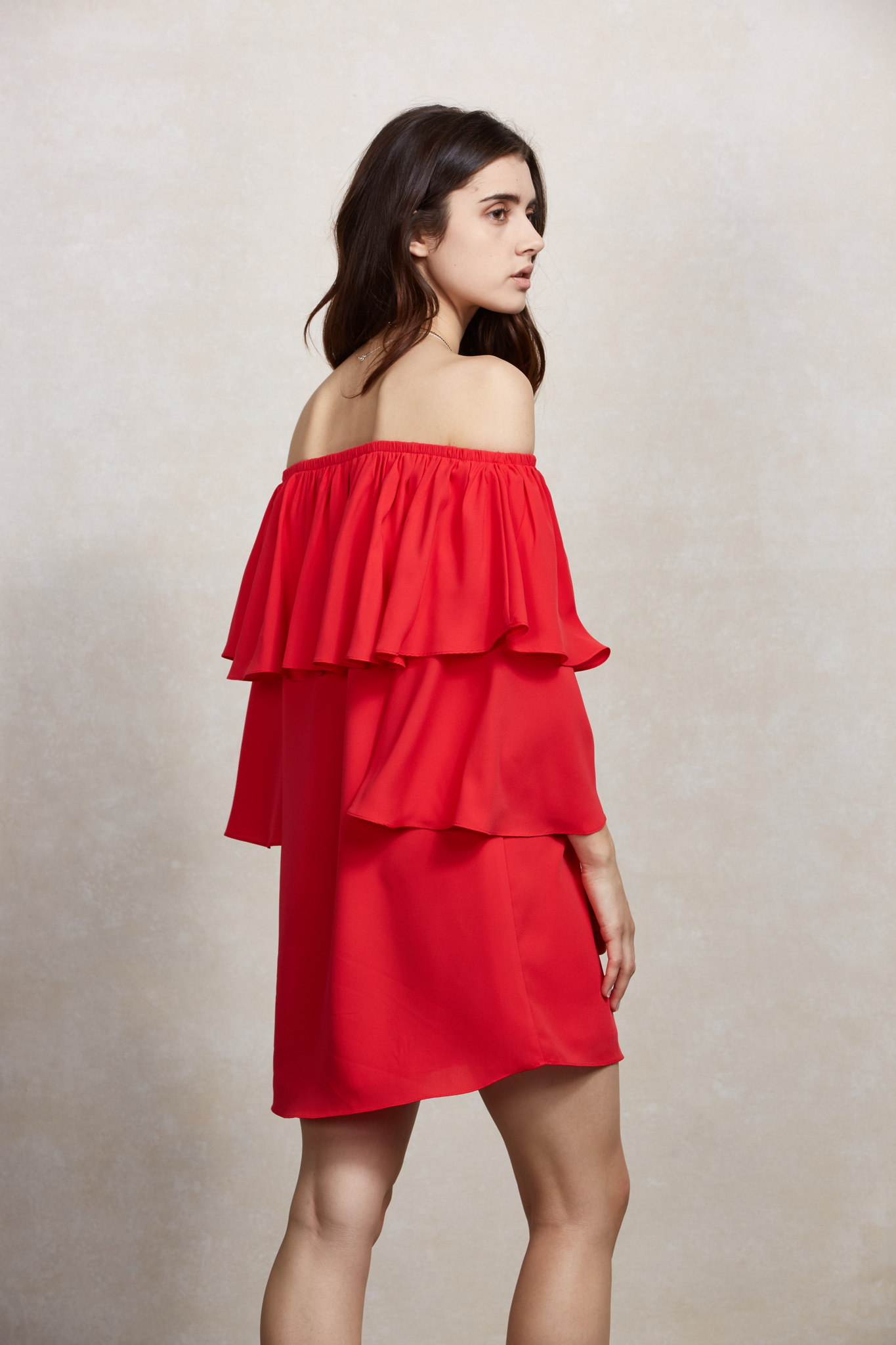 CLIO OFF SHOULDER DRESS (RED)-VD1686