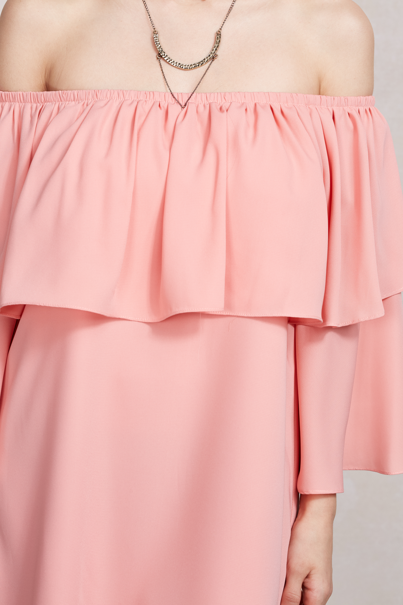 CLIO OFF SHOULDER DRESS (PEACH)-VD1686