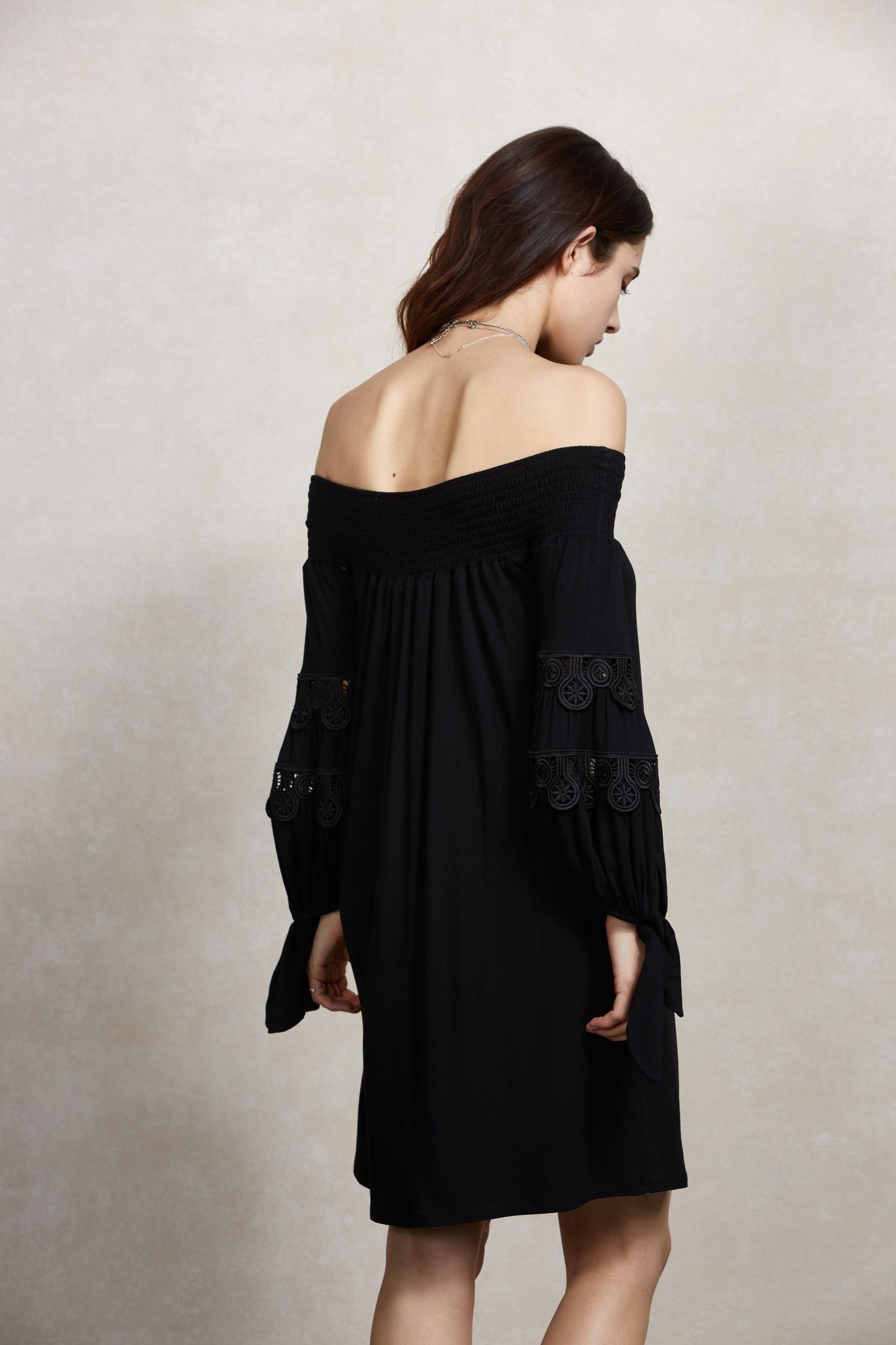KARISSA OFF THE SHOULDER DRESS (BLACK)-VD1721