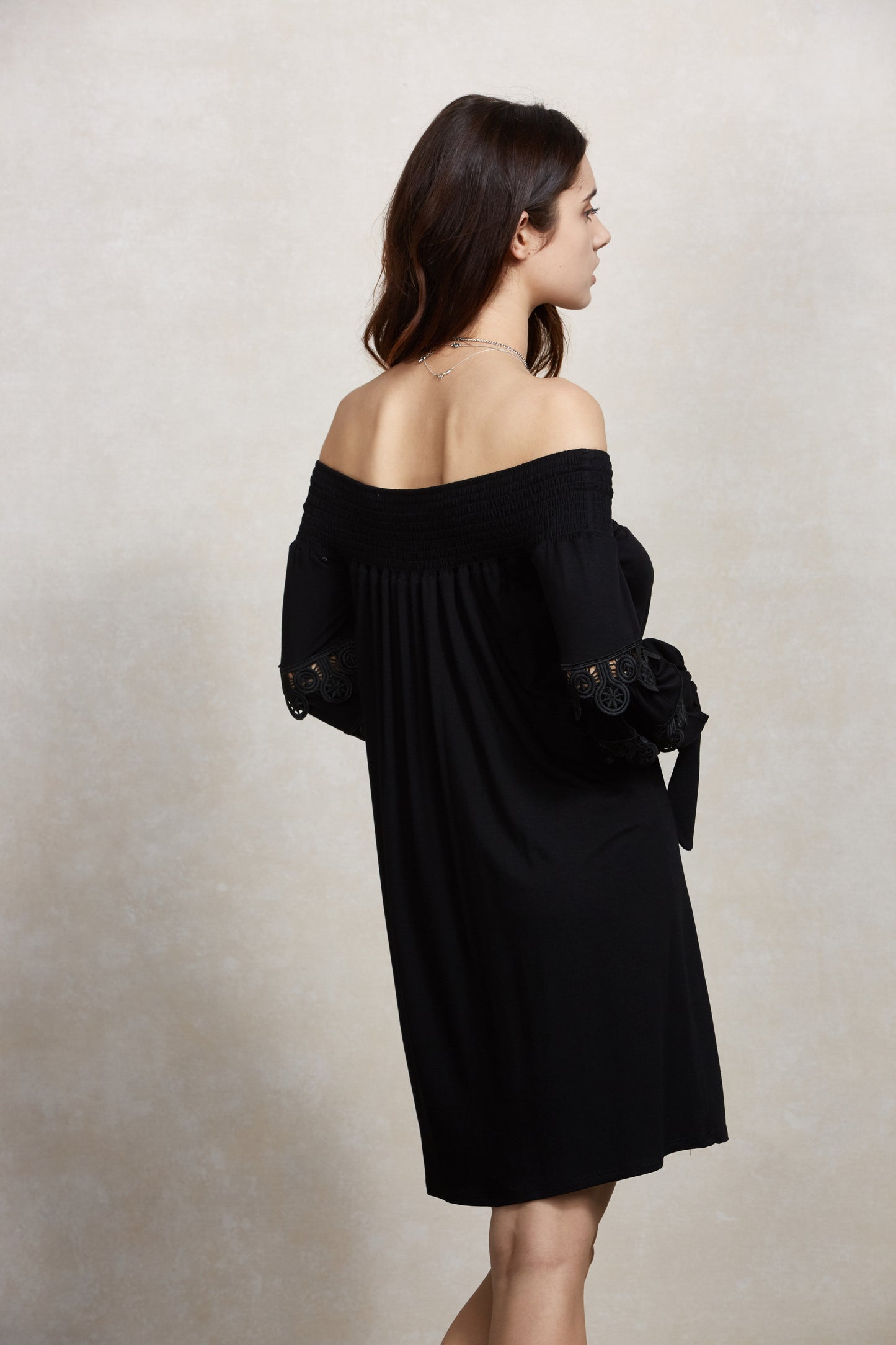 KARISSA OFF THE SHOULDER DRESS (BLACK)-VD1721