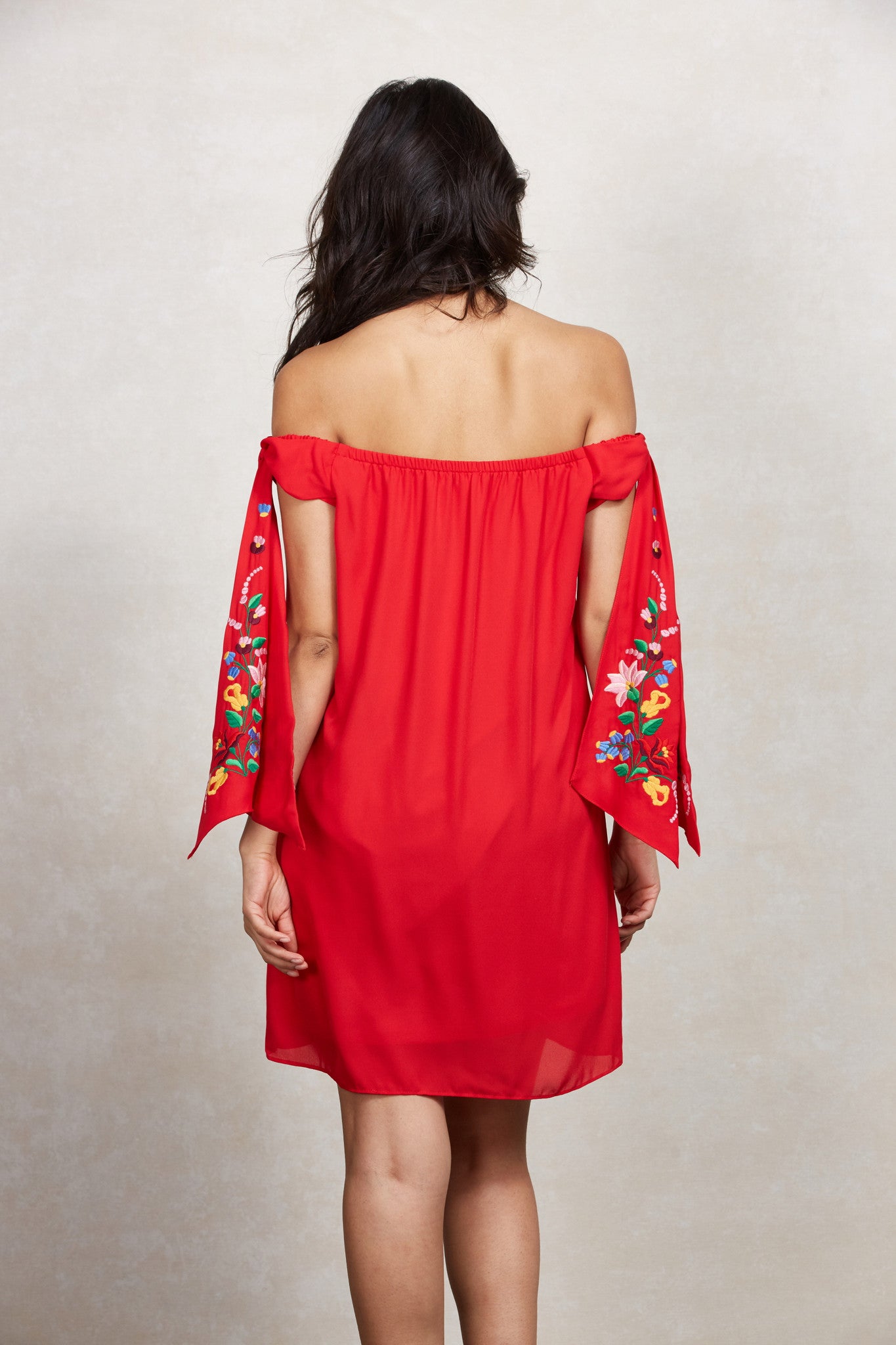 ENGLEBERTA OFF THE SHOULDER DRESS(Red)-CVD1543