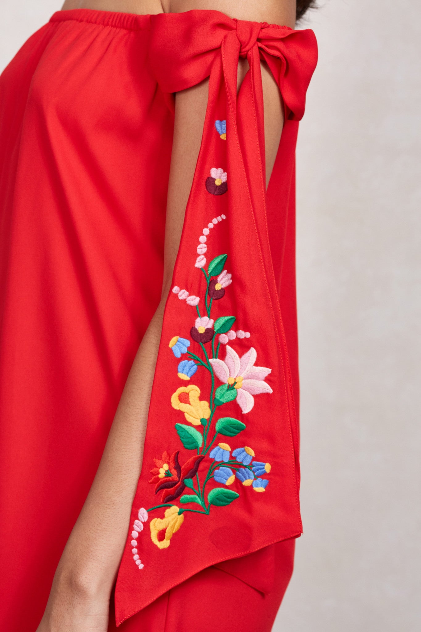 ENGLEBERTA OFF THE SHOULDER DRESS(Red)-CVD1543