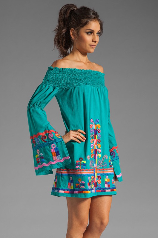 DARA OFF SHOULDER DRESS (TURQUOISE)-CVD6606