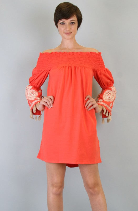 SELLY OFF SHOULDER DRESS (ORANGE)-CVD6419
