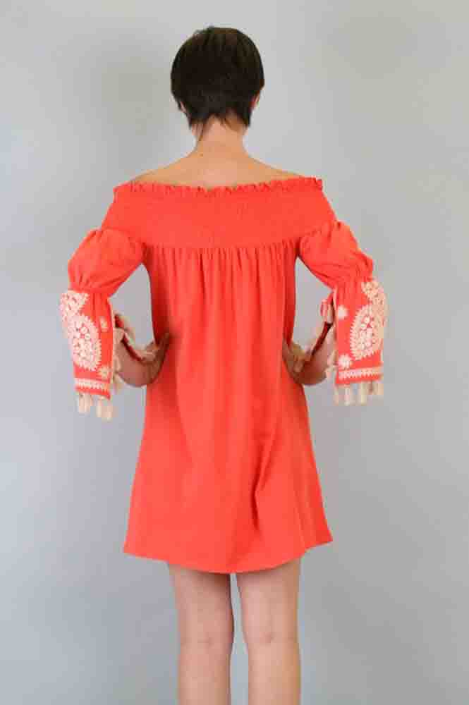 SELLY OFF SHOULDER DRESS (ORANGE)-CVD6419