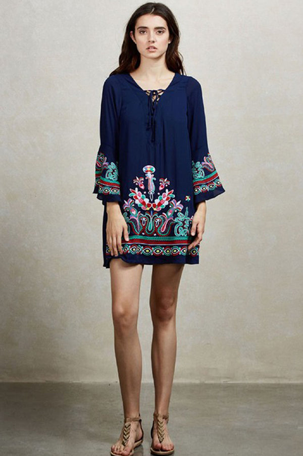 KALONICE TUNIC DRESS (Navy)-CVD1512