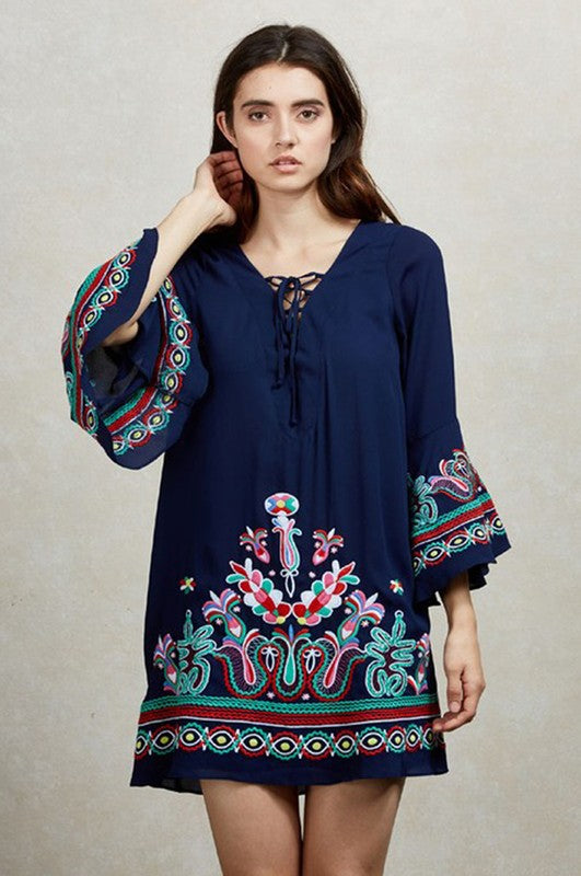 KALONICE TUNIC DRESS (Navy)-CVD1512