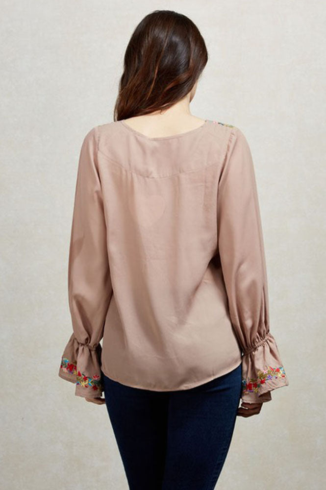 DIANNE PEASANT TUNIC BLOUSE (CAMEL)-CVT1486