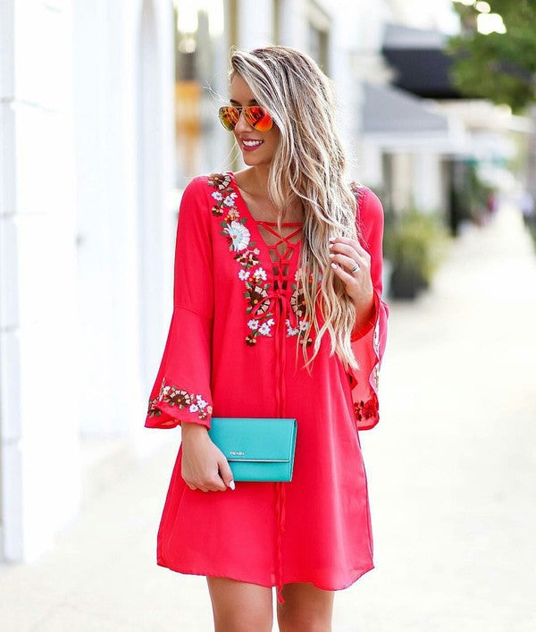 DINA BELL SLEEVE DRESS-CVD1404