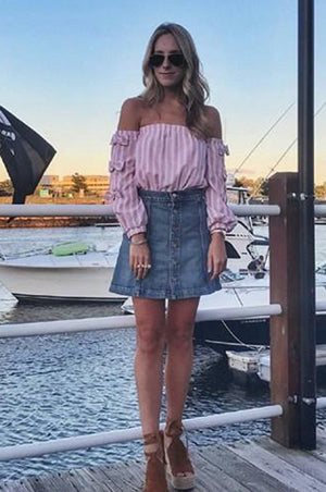 BONNIE OFF THE SHOULDER TOP (Rose)-VT1798