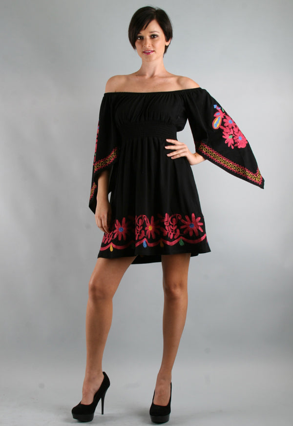 CAROL OFF SHOULDER DRESS (BLACK)-CVD6387