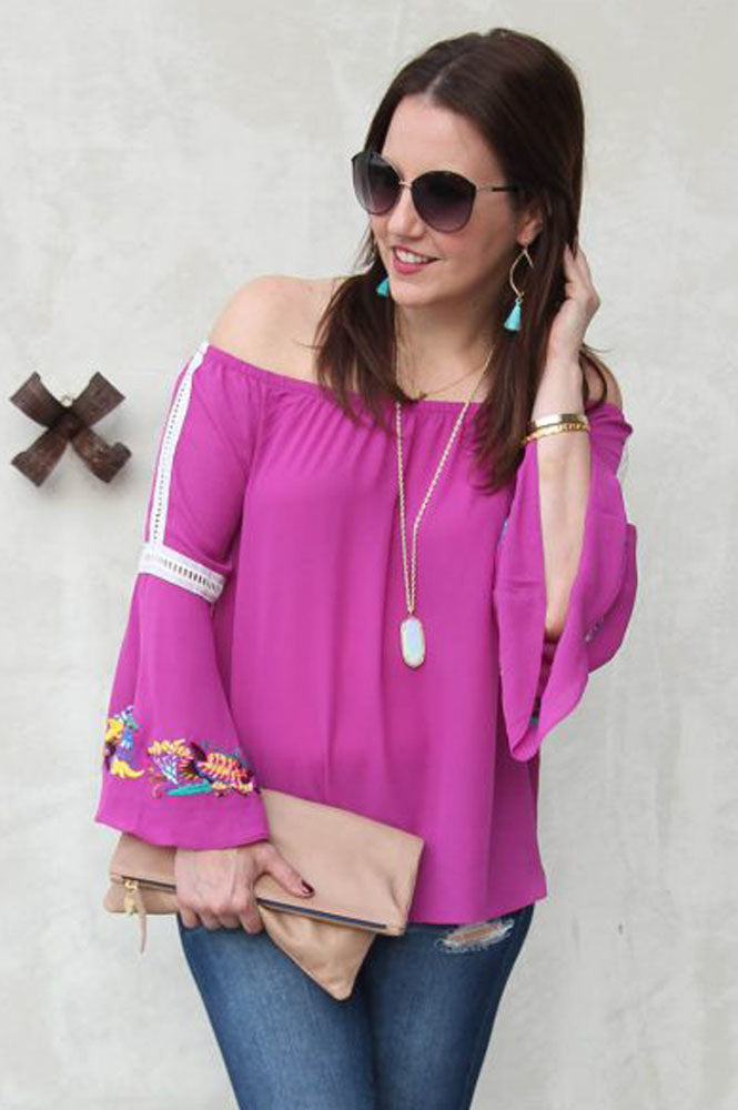 ULLA OFF SHOULDER TOP(MAGENTA)-CVT1203