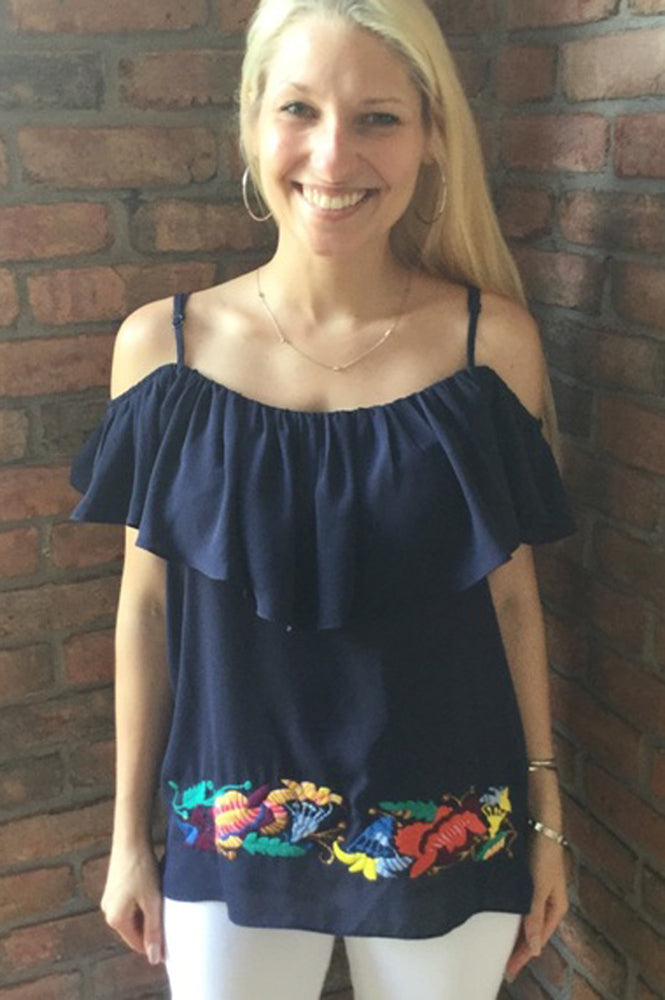 Ulla Ruffle Cami (NAVY)-CVT1204