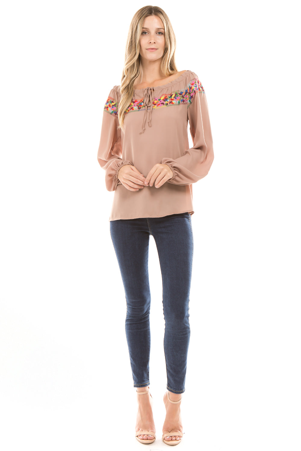 BRITNEY LONG SLEEVE BLOUSE(BROWN) -CVT1482
