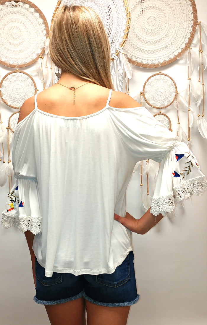 FABIOLA OPEN SHOULDER TOP (White)-CVT1704