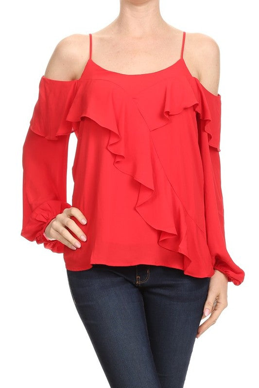 JOAN LONG SLEEVE TOP (RED)-CVT9725