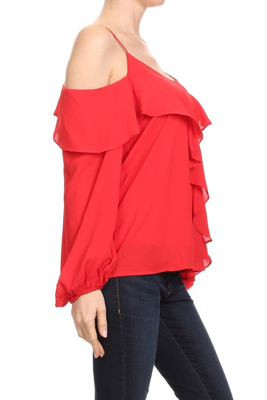JOAN LONG SLEEVE TOP (RED)-CVT9725