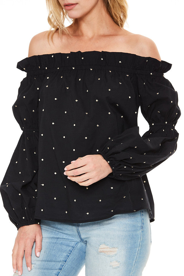 ESTRELLA OFF SHOULDER TOP (Black)- VT2117