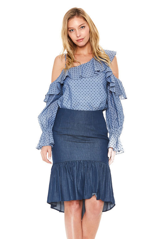 MAVIS ASYMMETRICAL TOP (Denim)-VT2045