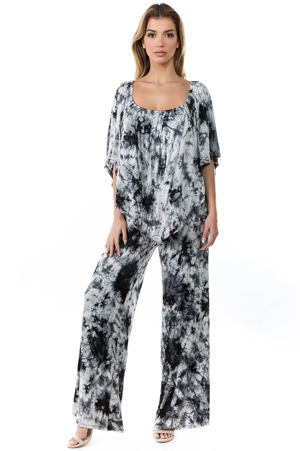 JILL STRAPLESS JUMPSUIT (LT. GREY TIE DYE)- JD7152T (VD9538)