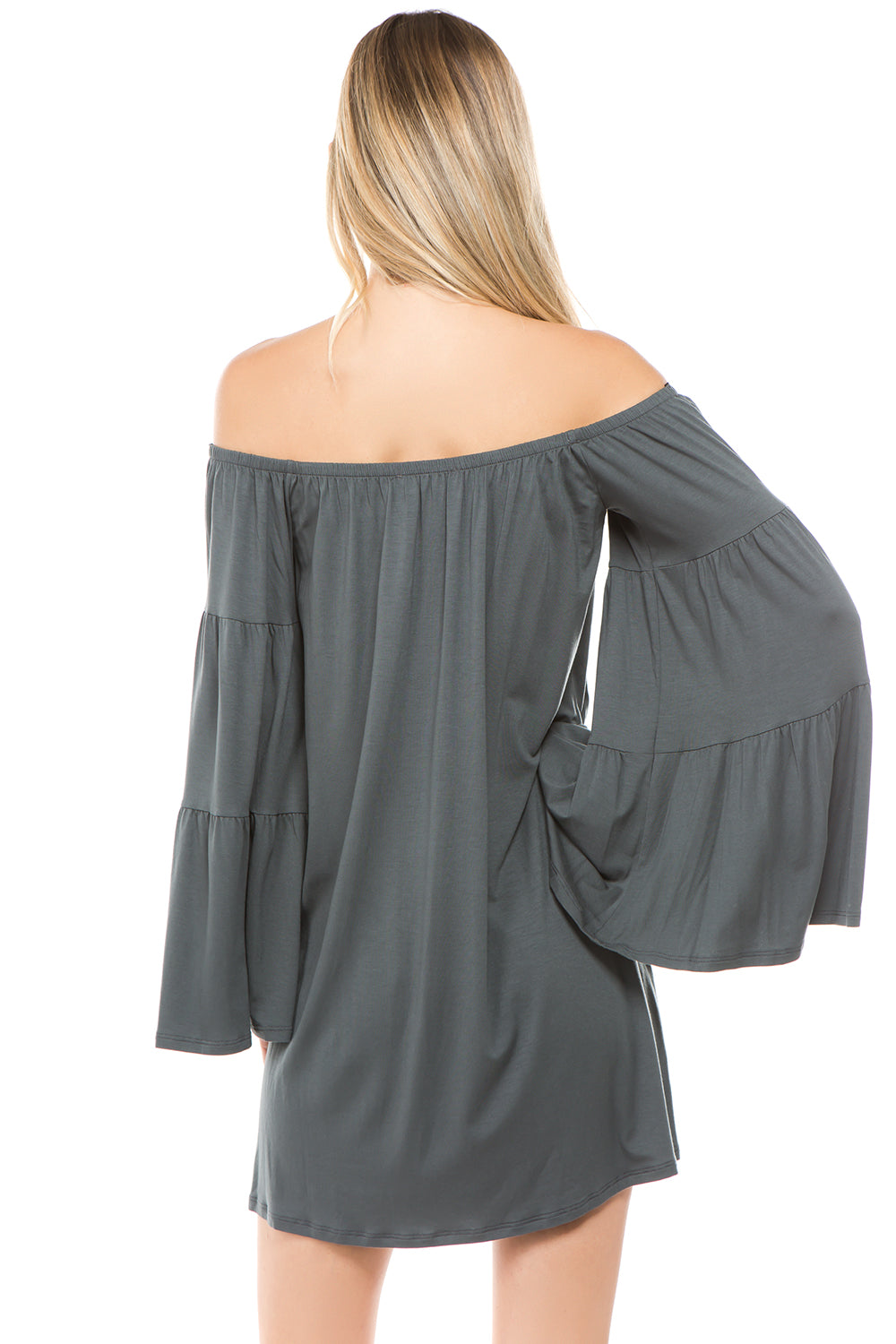 JENNA OFF SHOULDER DRESS (CHARCOAL)-JD7461