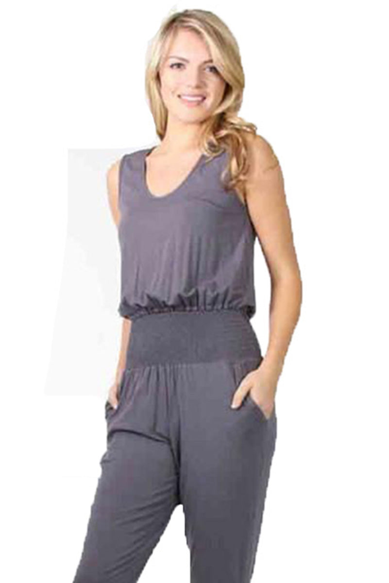 CLAUDETTE SLIM JUMPSUIT (Grey)-JD9475
