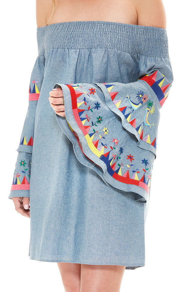 JOEY OFF SHOULDER DRESS (Denim)-CVD1836