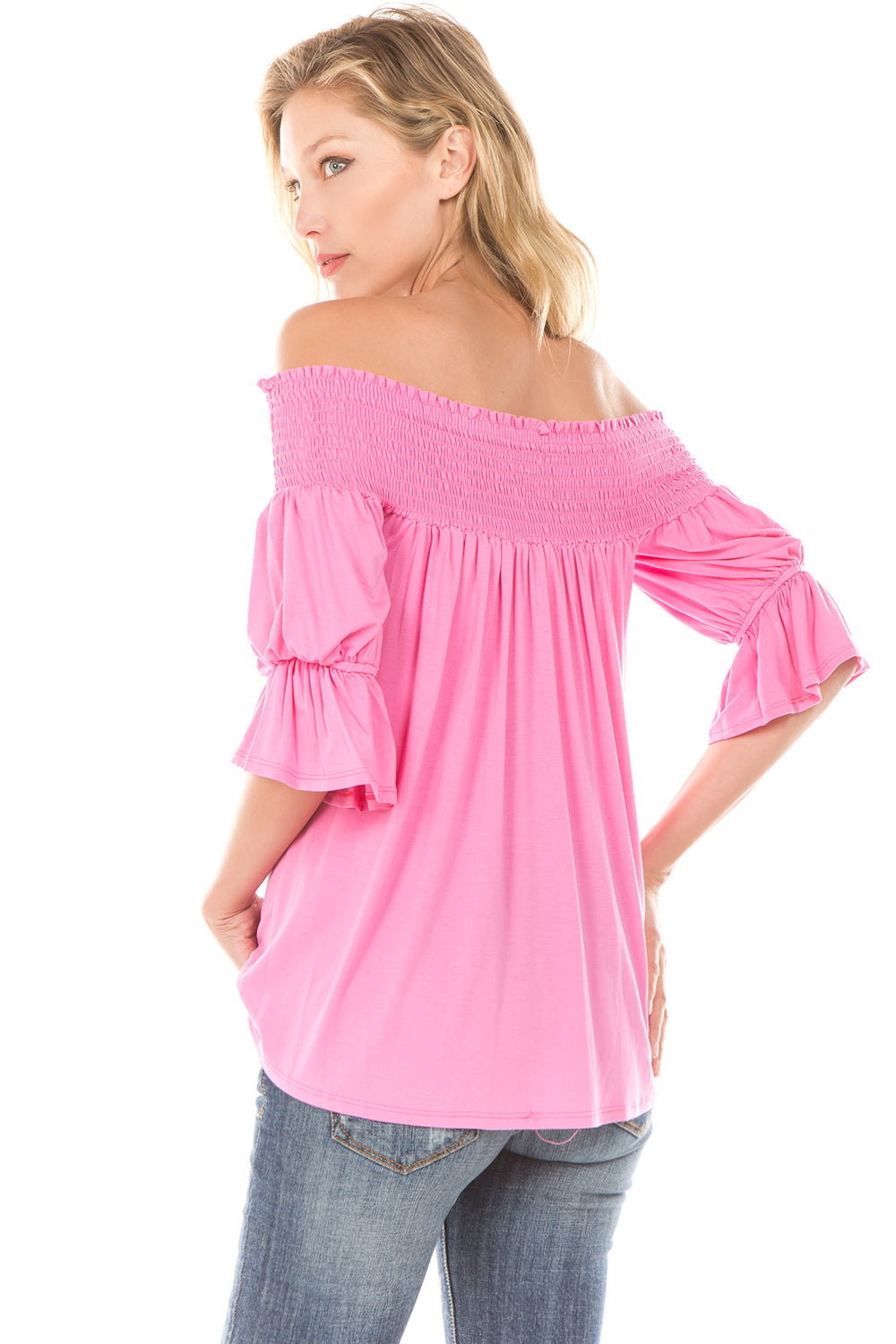 AUBREY OFF SHOULDER HALF SLEEVE TOP (Carnation)- JT7101