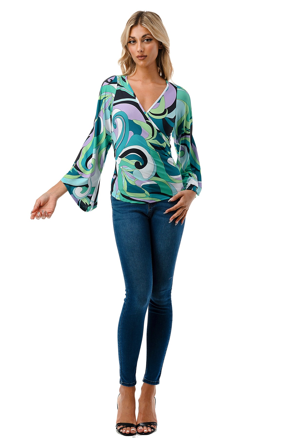 KELSEY TOP (GREEN PUCCI)-JT8290