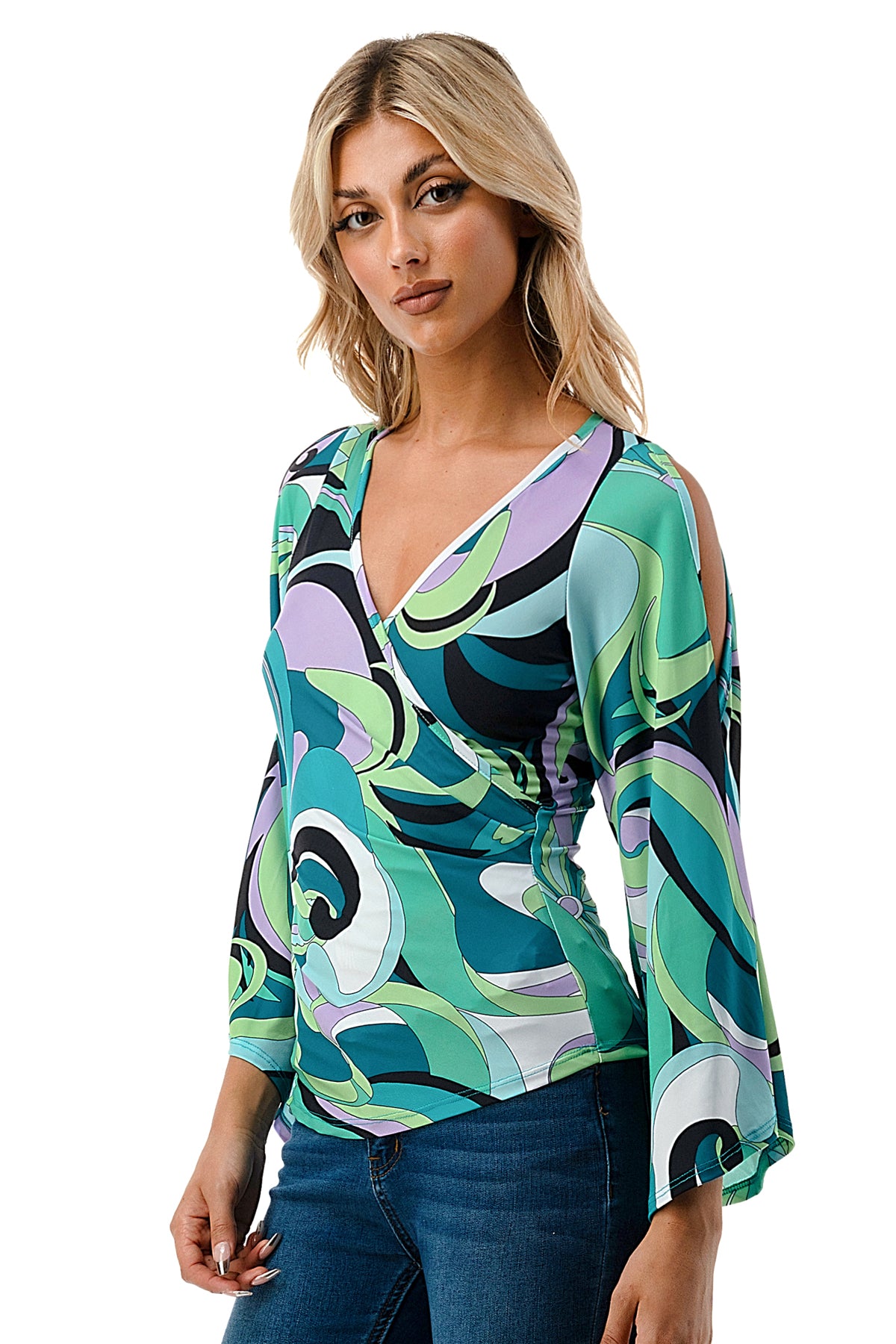 KELSEY TOP (GREEN PUCCI)-JT8290