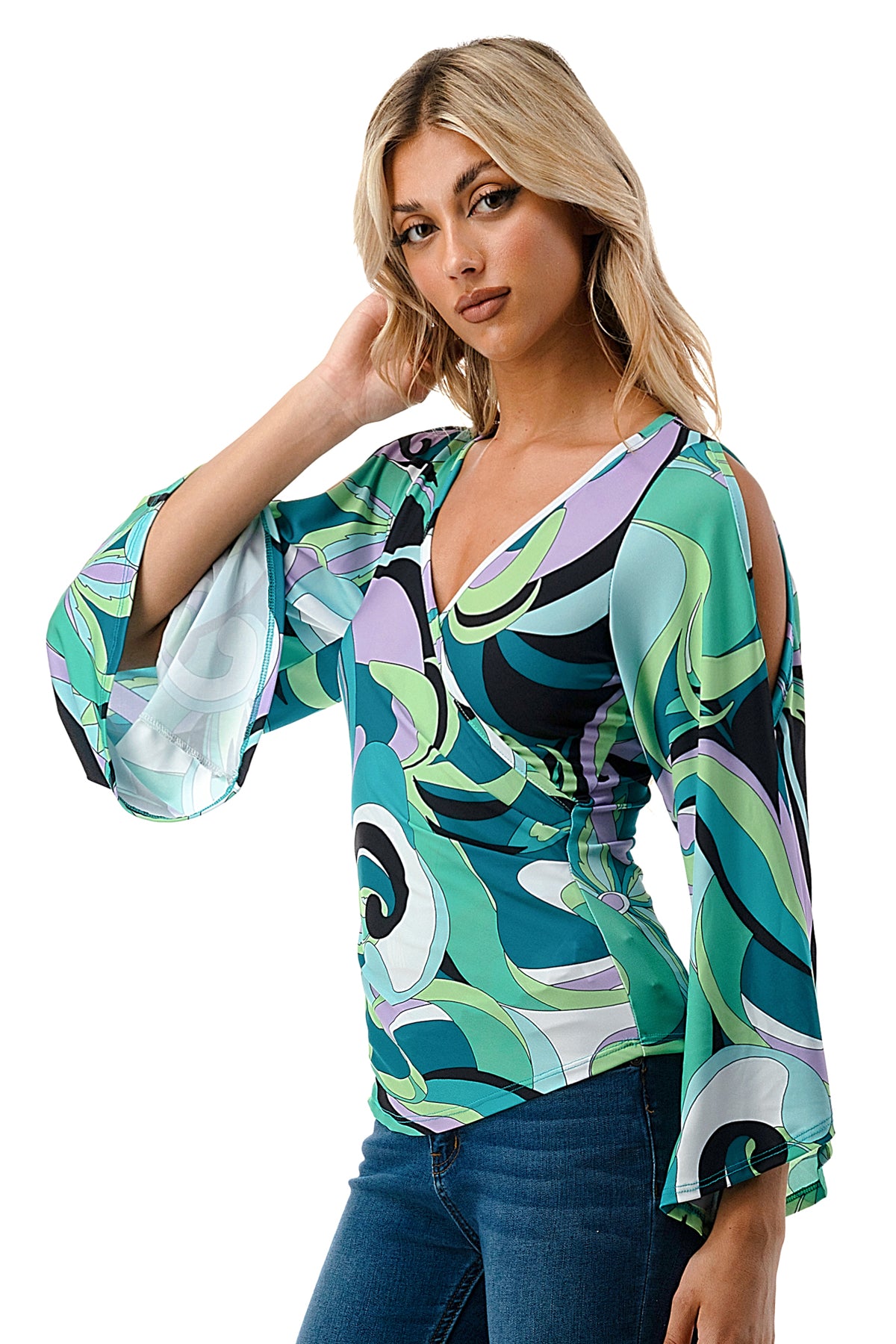 KELSEY TOP (GREEN PUCCI)-JT8290