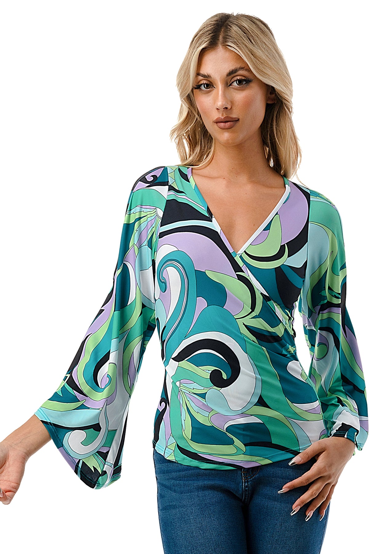 KELSEY TOP (GREEN PUCCI)-JT8290