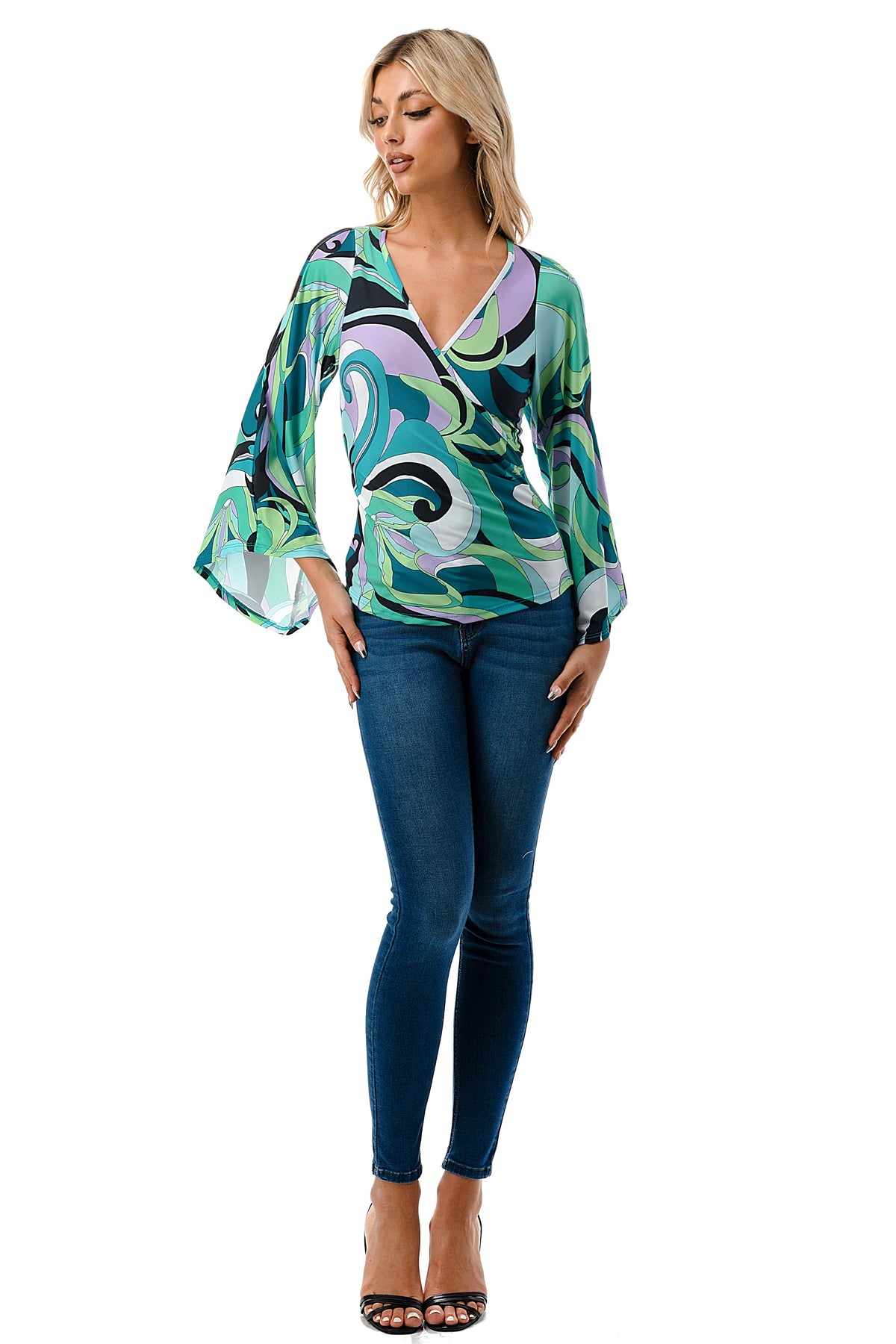 KELSEY TOP (GREEN PUCCI)-JT8290