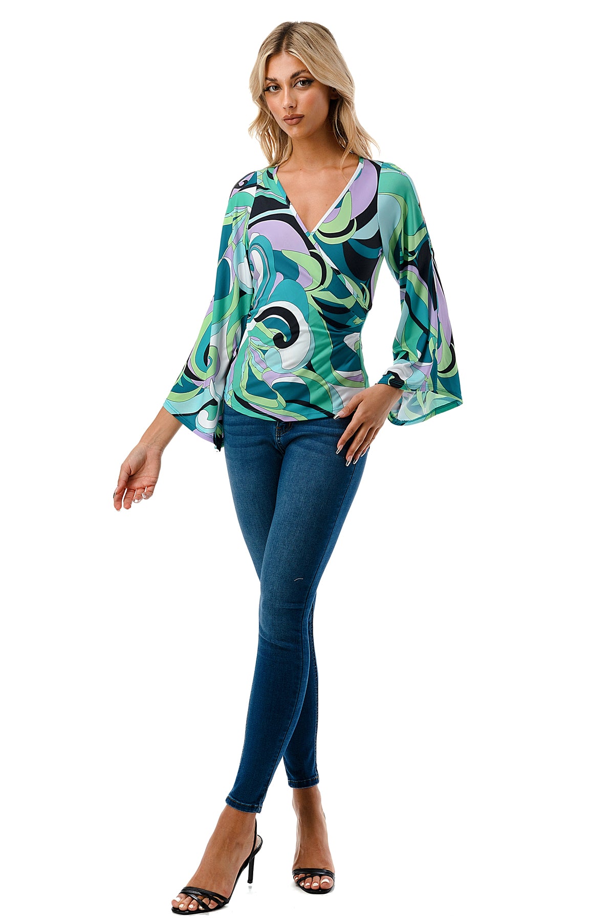 KELSEY TOP (GREEN PUCCI)-JT8290