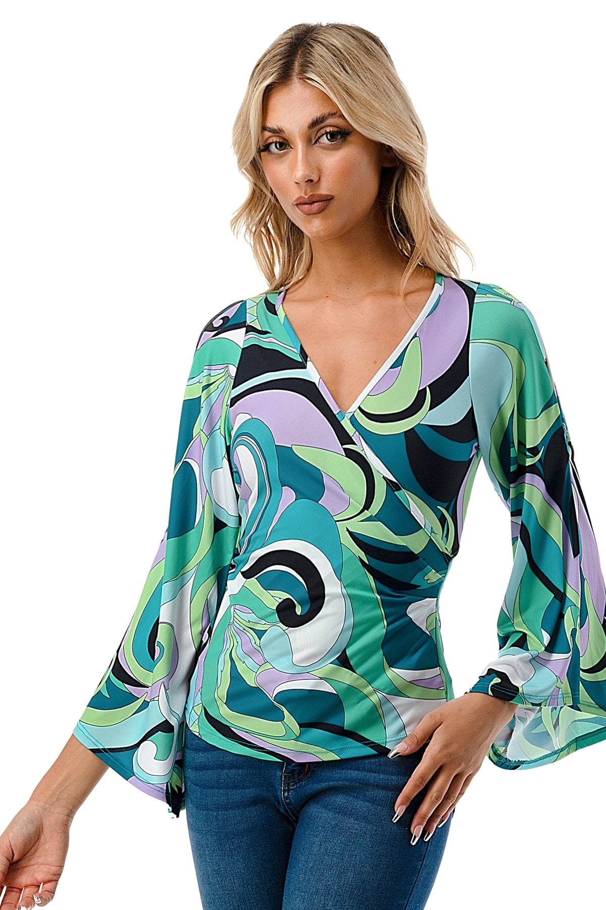 KELSEY TOP (GREEN PUCCI)-JT8290