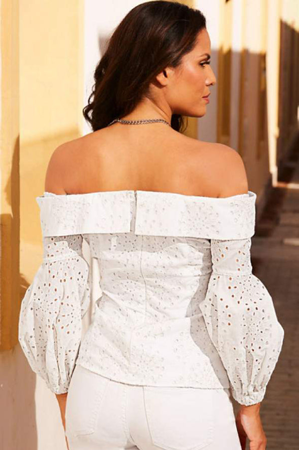 ALANA OFF SHOULDER TOP (White)- VT2078