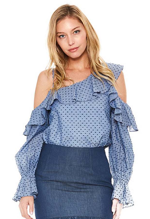MAVIS ASYMMETRICAL TOP (Denim)-VT2045