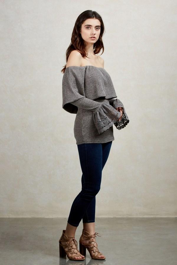VALERIE OFF SHOULDER TOP (GREY)-VT1845