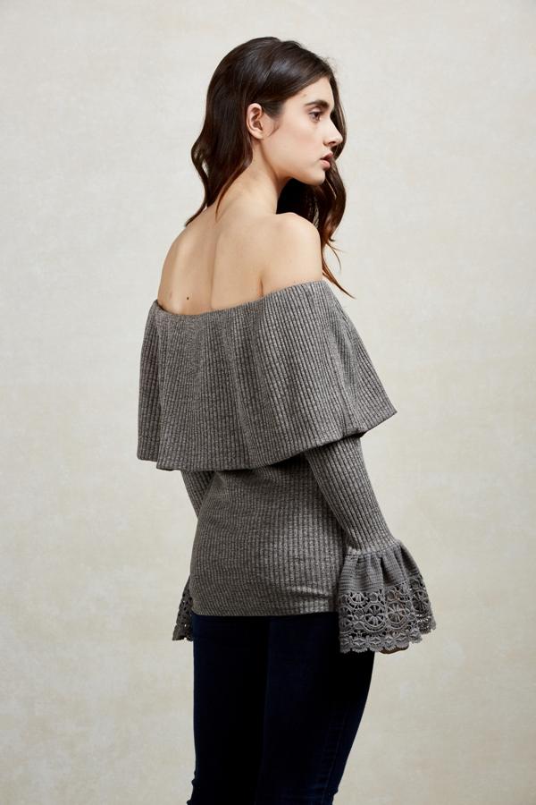 VALERIE OFF SHOULDER TOP (GREY)-VT1845