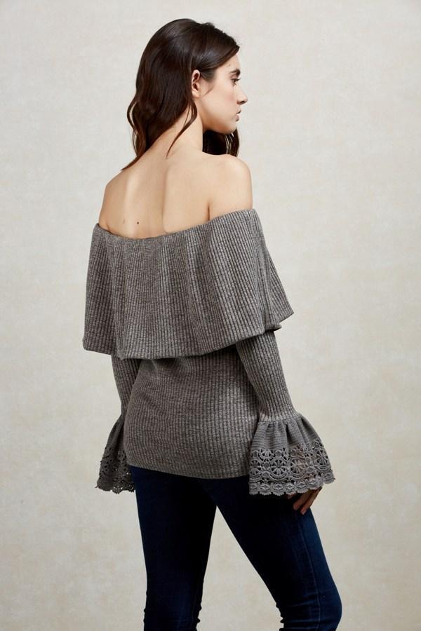VALERIE OFF SHOULDER TOP (GREY)-VT1845