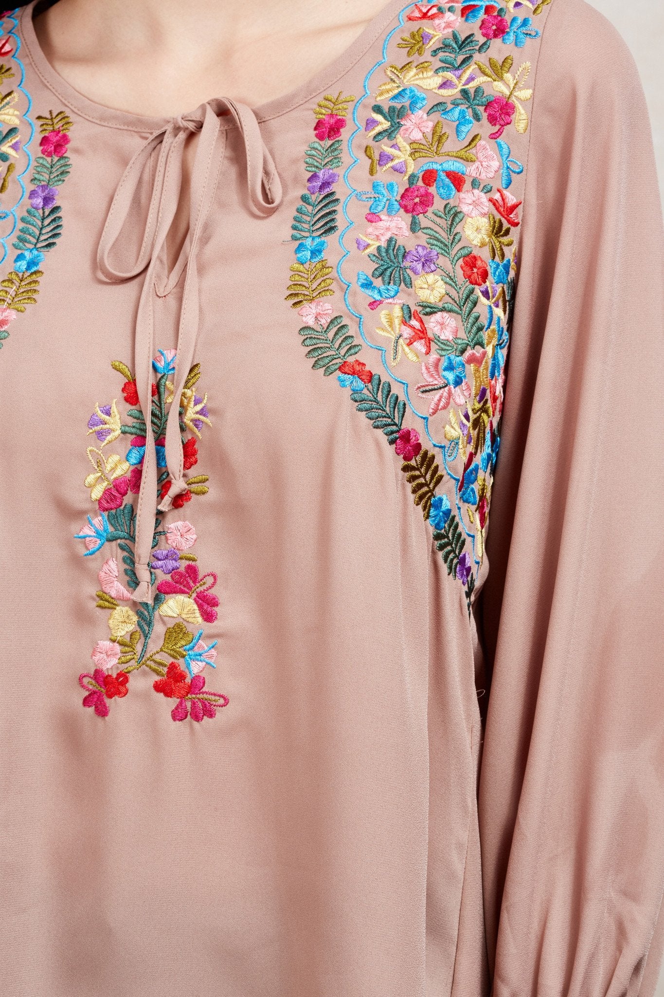 DIANNE PEASANT TUNIC BLOUSE (CAMEL)-CVT1486