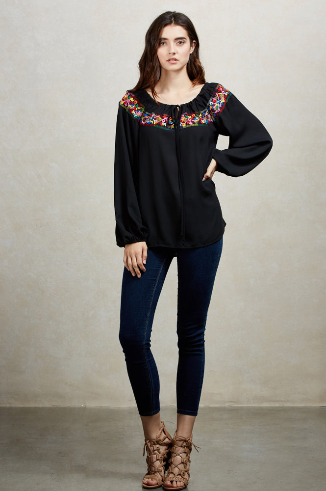 BRITNEY LONG SLEEVE BLOUSE(BLACK) -CVT1482