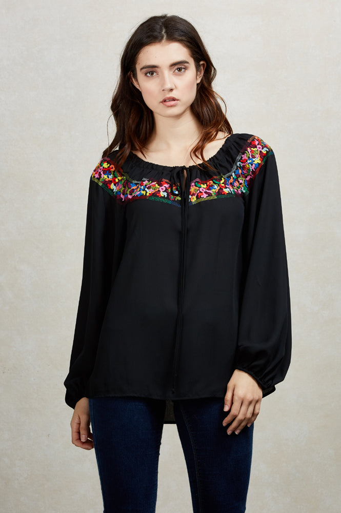 BRITNEY LONG SLEEVE BLOUSE(BLACK) -CVT1482