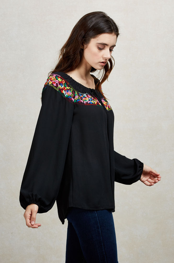 BRITNEY LONG SLEEVE BLOUSE(BLACK) -CVT1482